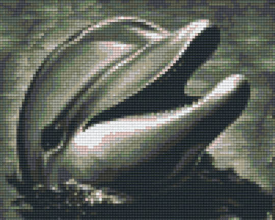 Black & White Dolphin Four [4] Baseplate PixelHobby Mini-mosaic Art Kit
